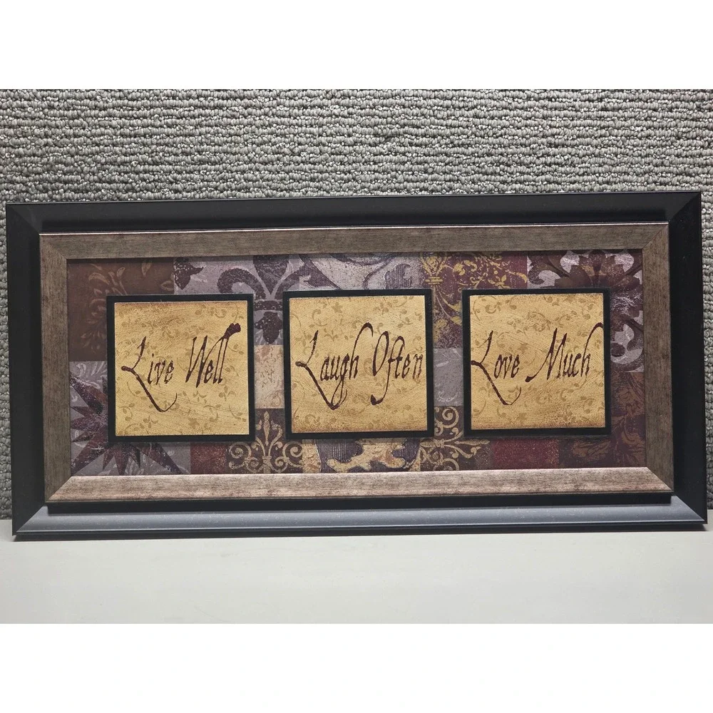 Bed Bath & Beyond Live Laugh Love Framed Wall Art 23x11 Inspirational Sign